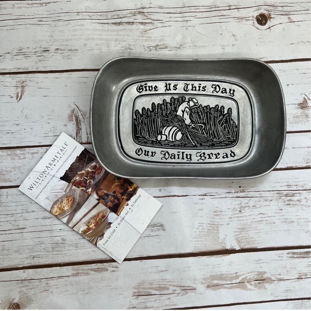 Wilton Armetale Bread Tray Silver Give Us This Day Our Daily Bread Large 9 inch